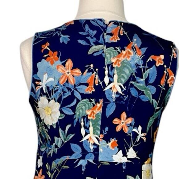 Lands’ End Dress Ponte Knit Sheath Pockets Blue Yellow Floral Women’s Size 16W - Picture 9 of 11
